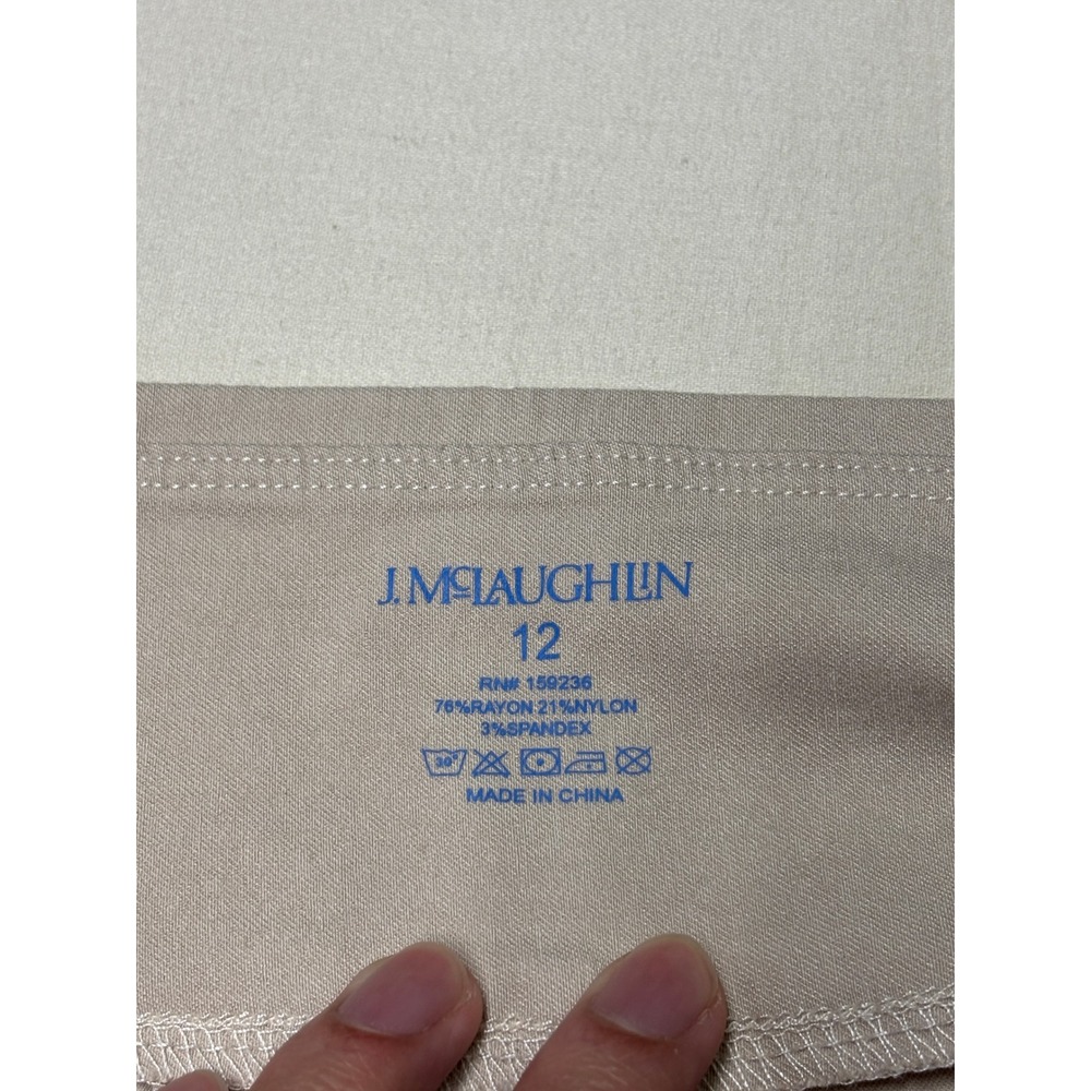 J.McLaughlin Masie Pull On Pants Tan Stone Straight Leg Hem Vent Womens 12 32X26 - Picture 2 of 9